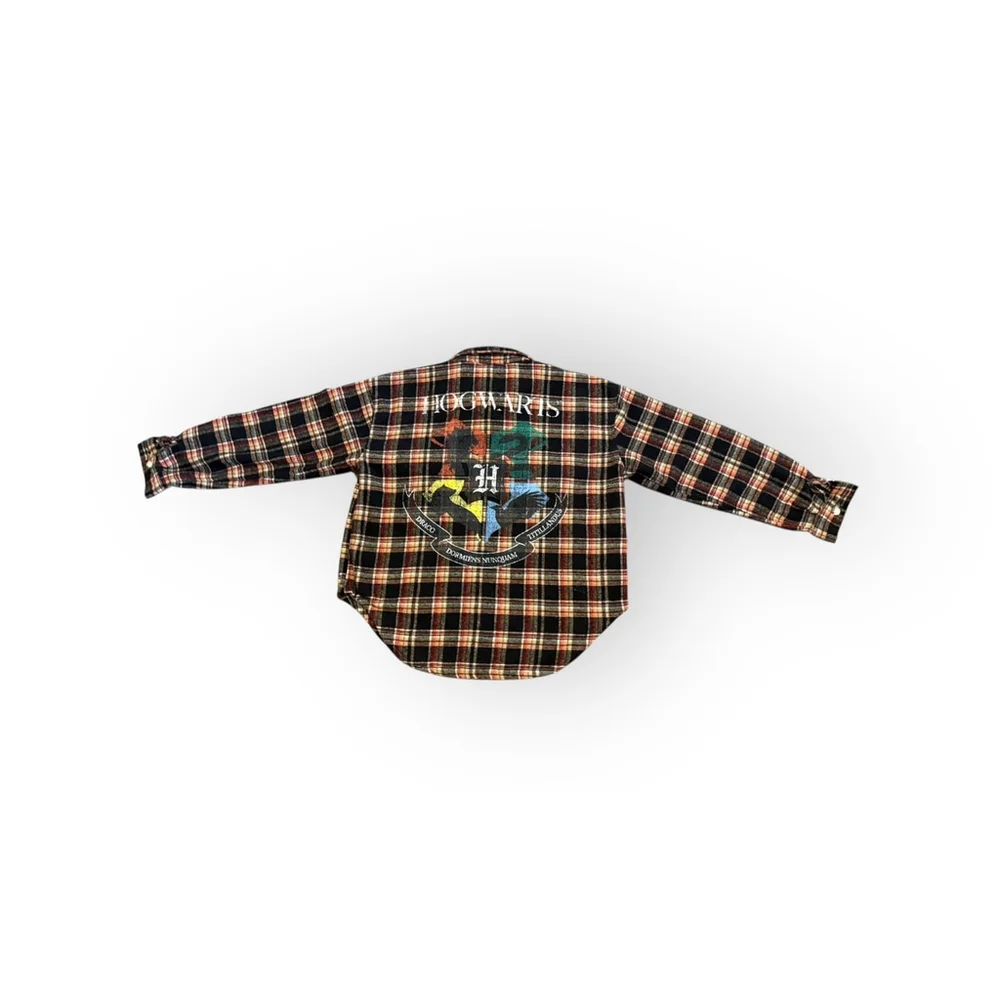 HARRY POTTER Womens HOGWARTS Flannel Plaid Pocket Shirt Jacket Wool Blend Sz M - Picture 4 of 12